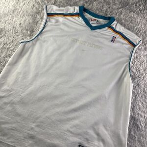 Vintage Detroit Pistons Jersey Mens Large White Teal Nike Tank NBA Basketball